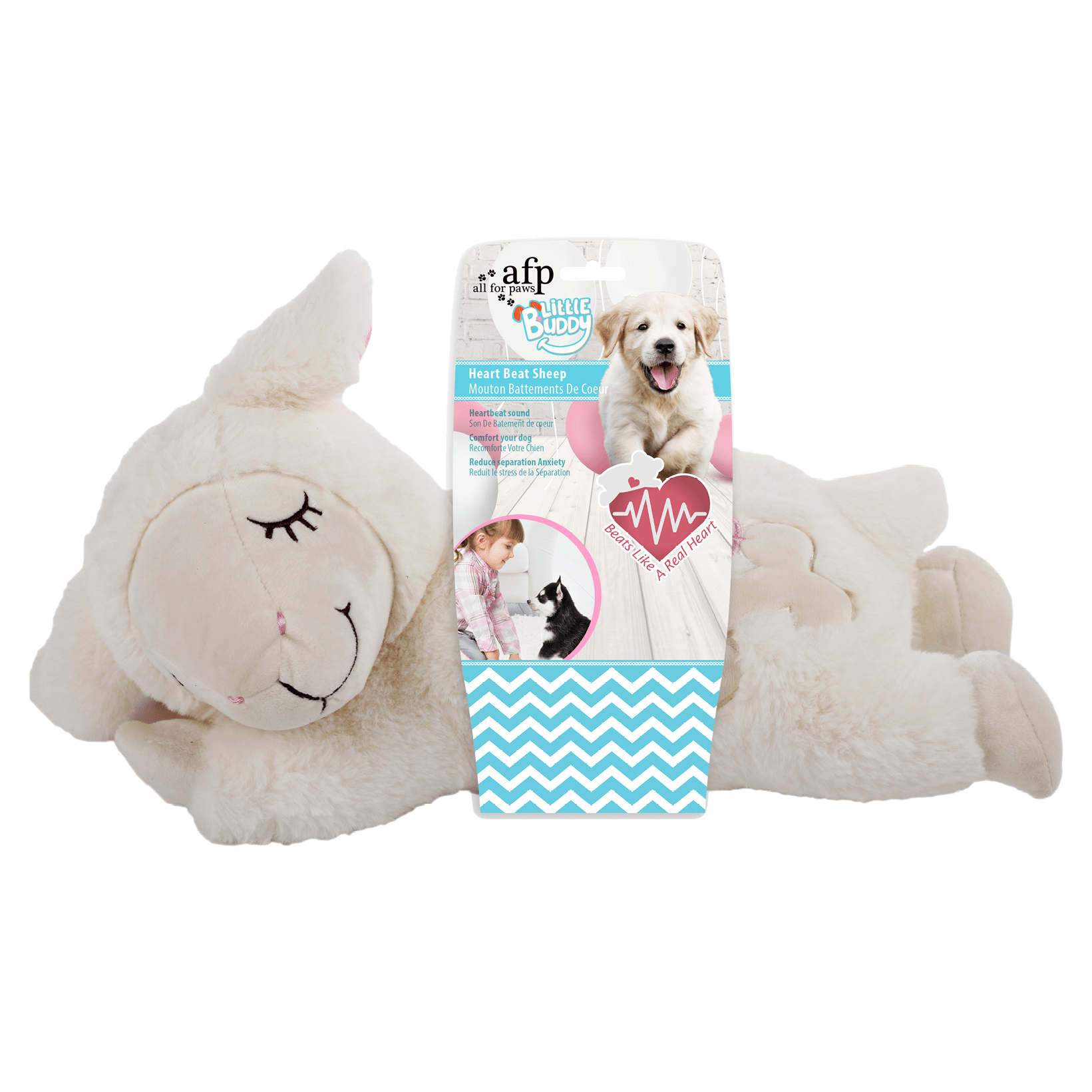 Afp Little Buddy hjerteslag Hundeleke, beroligende sau