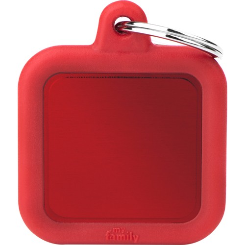 MyFamily Hushtag Firkant ID Tag-Aluminium med plast kant