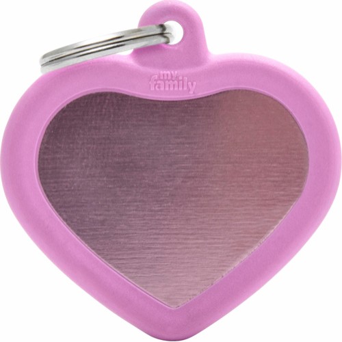 MyFamily Hushtag Hjerte ID Tag-Aluminium med plast kant