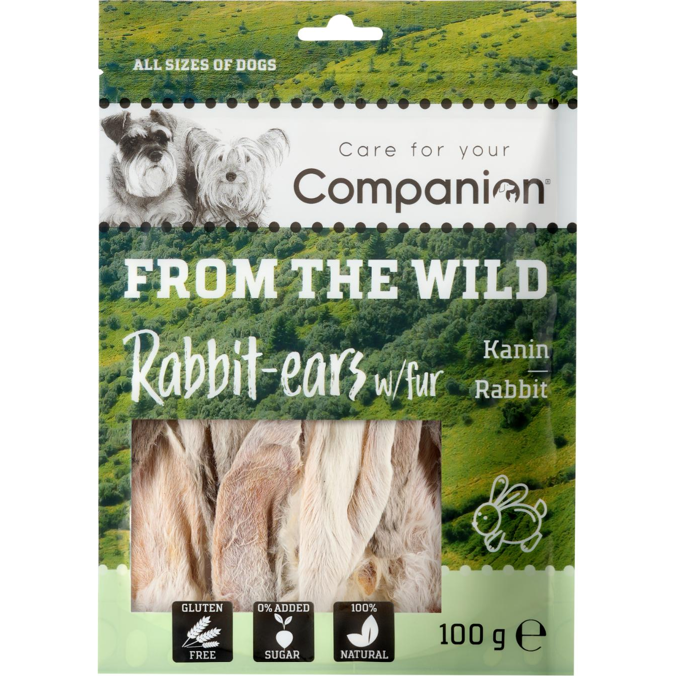 Companion kaninører med pels 100g