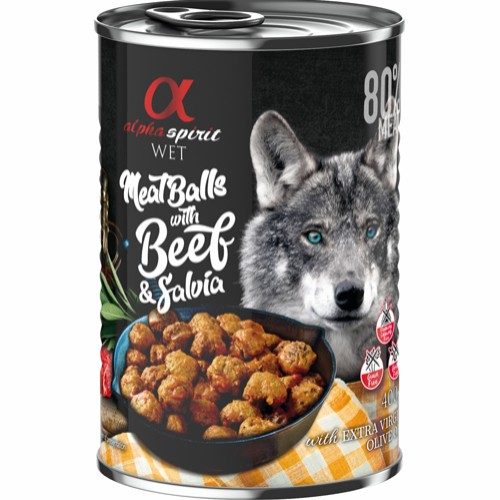 Alpha Spirit Kjøttboller med biff og salvia - Våtfôr Hund 6 x 400g
