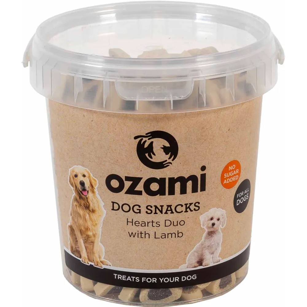Ozami Hundesnacks Hearts Duo med Lam – 500g