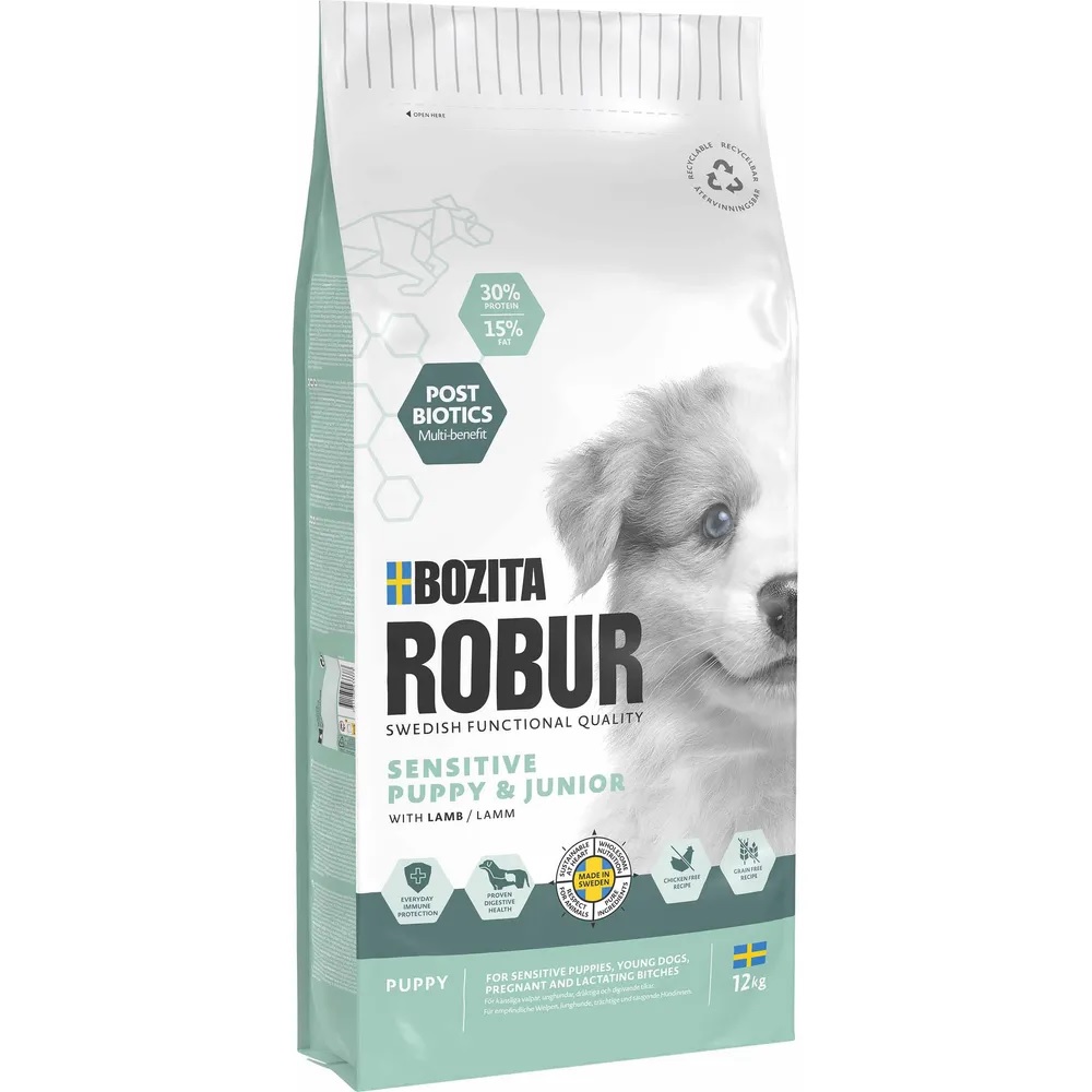 Robur Sensitive Puppy og Junior med Lam