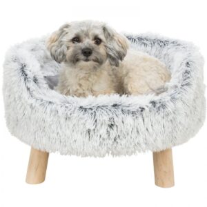 HARVEY rund plysj sofa SOFT edition -treben grå-hvit