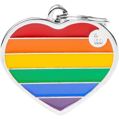 Myfamily Rainbow Hjerte ID tag