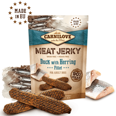 Carnilove Meat Jerky Hundesnacks Tørkede Fileter Kalkun, And & Sild